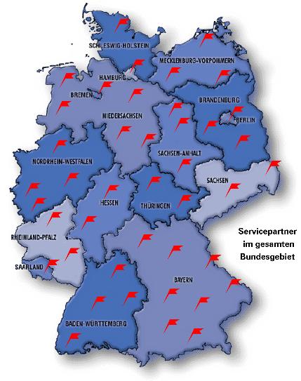 Servicepartner-Standorte auf Deutschlandkarte