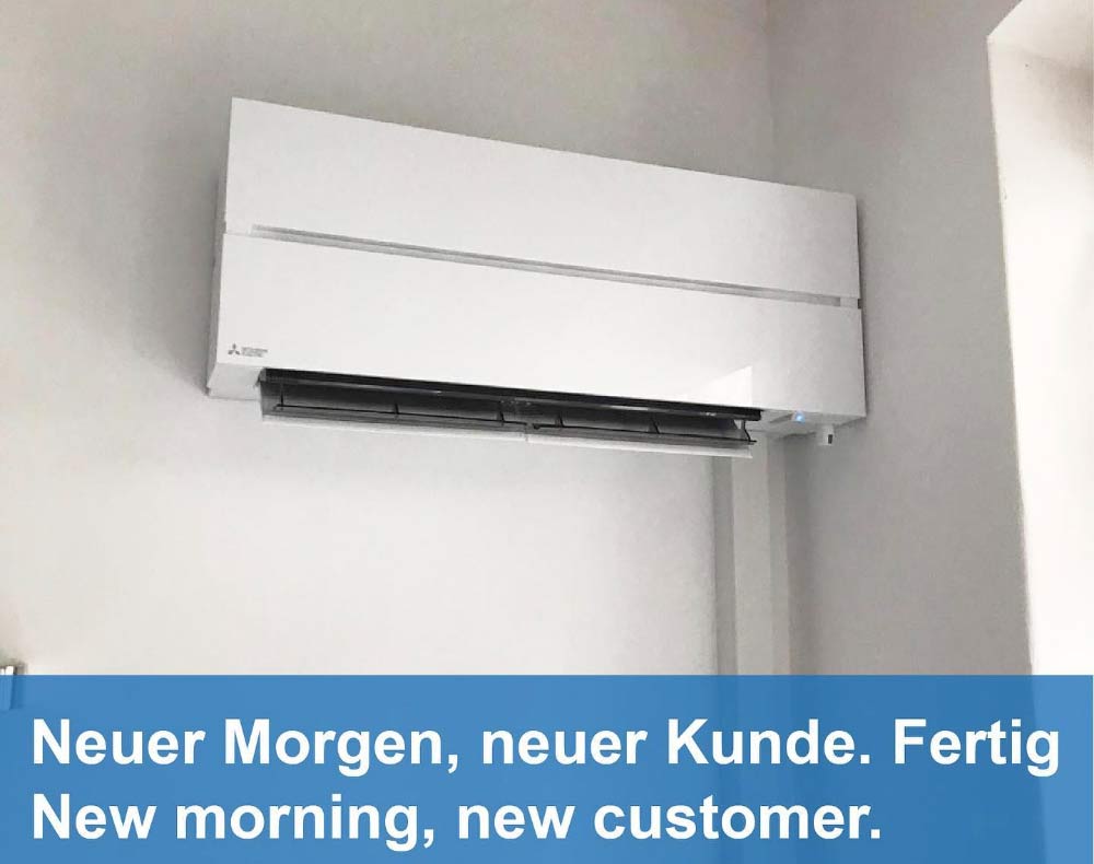 Klimaanlage an weißer Wand montiert.