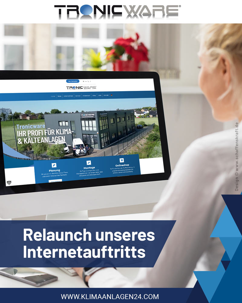 Tronicware Homepage-Relaunch auf Computerbildschirm